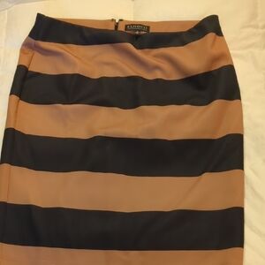 Eloquii Black and Brown Striped Pencil Skirt